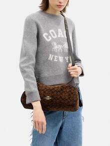 Coach Ella 35 Women's Shoulder Bag Hobo Purses Zipper Bag - 深棕色 - 查看 4