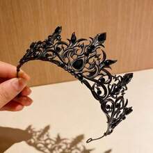 Subculture Dark Gothic Gun Black Crown, European And American Gothic Style Dark Wedding Bride Heavy Work Hair Crown, Halloween Cosplay Vampire Dark Queen Crown Headpiece - Multicolor - View 9