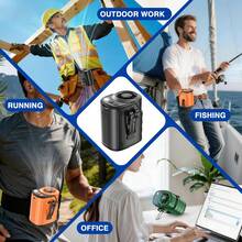 W&O Protable Cooling Neck Fan | Waist Fan | Desk Fan - 18000RPM Powerful Brushless Motor, Four Speed Adjustment, Large Capacity Ultra Long Rechargeable Battery, LED Light Power Display, LED Flashlight - Camping Gear And Equipment, Heat Relief - trái cam - Xem 8