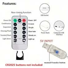 LED Garland Curtain Lights, 8 Modes, USB Powered, With Remote Control, Fairy String Lights, Perfect For Wedding, Christmas And Holiday Home Decor. - Yellow - View 9