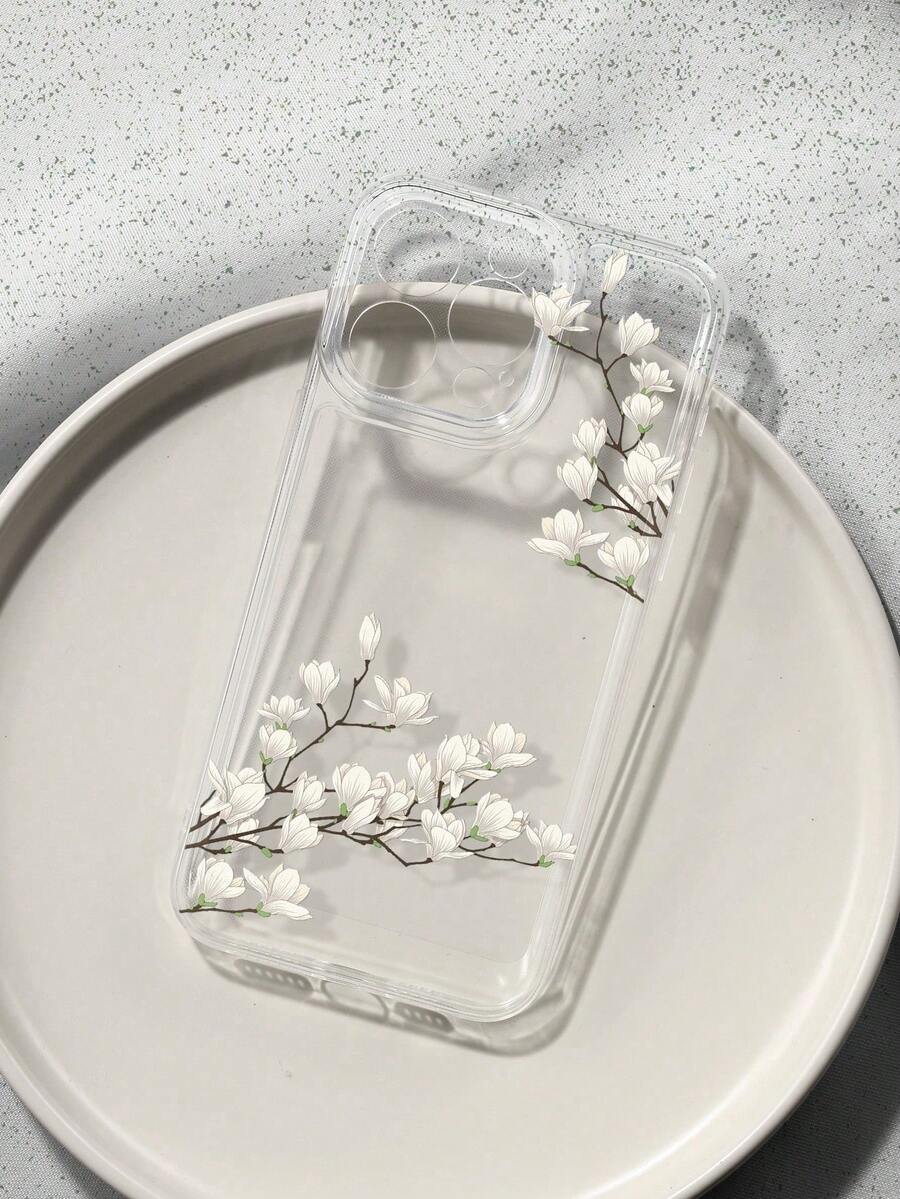 [24h Shipping From DE/FR/ES] Floral White Fashion Shockproof TPU Phone Case Compatible With Apple 16/11/12/13/14/15/15Pro/15Plus/15ProMax/7Plus/8Plus/X/XsMax/Xr/11Pro/12Pro/13Pro/14Pro/12Mini/13Mini/11ProMax/12ProMax/13ProMax/14ProMax/14Plus/6/6S/6Plus/7/8/16Pro/16Plus/16ProMax/ Spring Gift International Version Not Domestic Version Birthday Anniversary Gift Party - 無色 - 查看 1