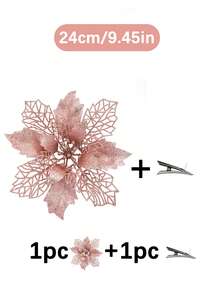 1件/10件/20件 玫瑰金亮面鏤空網格聖誕花夾飾，聖誕花環、聖誕樹花卉裝飾，適用於新年聖誕派對、聖誕樹裝飾與節日派對裝飾 - 玫瑰金 - 查看 14