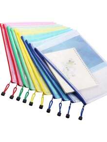 Waterproof A4 Zipper Mesh Document Bag, Cross Stitch And Puzzle Project Bag, Suitable For Travel, School, Board And Office Supplies, School Supplies, Macaron Color Series, 5 Colors - A - View 6