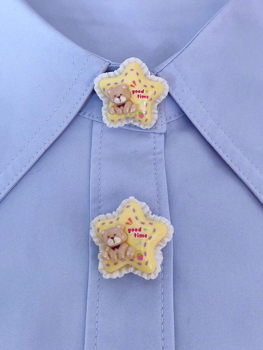 1PC/2PCS 3D Cute Cartoon Pattern Button Covers, Shirts Button Cover Clip On Button Covers Fashion Crystal Cufflinks Cover - Yellow - View 1