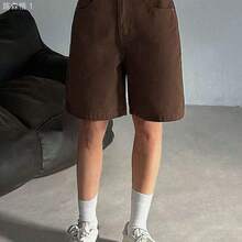 jianchaimaoyi02  Shorts vaqueros bermudas cómodos y holgados para mujer, nuevos modelos de verano - Marrón - Ver 6