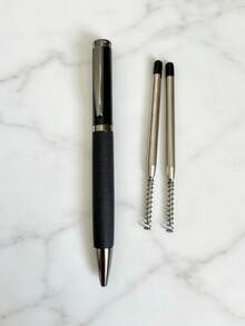 3pcs Luxury Metal Ballpoint Pen Set (1 Pen + 2 Refills), 2 Colors Available (Blue/Black), With 1.0mm Black Refill, Suitable For Business Office, Meeting Signing, Student Exams, Daily Writing And More. Fits Different Styles, Perfect Choice For Corporate Gifts, Business Presents Or Holiday Souvenirs. - Metal Pen - View 12