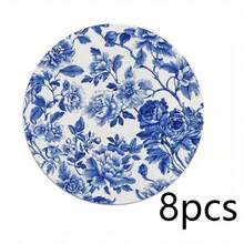 Multi-Size Available, Chinese Blue And White Peony Round Placemats In 2 Patterns. Wrinkle-Resistant, Machine Washable. Vintage Oriental Style Fit Daily Dinners, Tea Parties And Premium Gifts. - Multicolor - View 18
