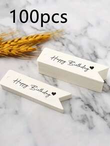 100入白色牛皮紙「Happy Birthday」愛心造型禮品吊牌，多用途生日掛卡與禮物標籤，適合裝飾生日花束、禮品袋及手工藝品 - 均碼 - 查看 8
