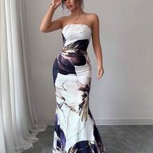 Vestido largo de tirantes con estampado floral elegante para mujer - Multicolor - Ver 11