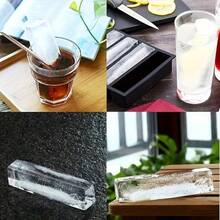 2個/1個 冰箱用矽膠冰塊模具，黑色 4格長型可堆疊大冰塊模，不沾矽膠模具適用於冰塊、奶油、湯品及冷凍食品 - 黑色 - 查看 6