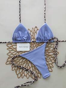 2pcs Leopard Print Halter Tie Sexy Bikini Swimwear For Women, Suitable For Spring & Summer Vacation Beach - Camel - View 2