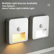 1個智慧感應 4 LED 底座燈/天花板燈/壁燈，無線自動開關，適用於戶外庭院、走廊、樓梯、客廳、臥室，不含電池，居家車庫的理想選擇 - 白色 - 查看 2