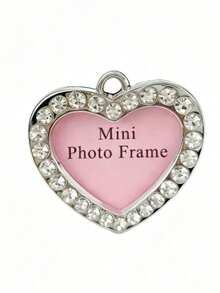 1 pieza Llavero de foto con forma de corazón de cristal de diamante de imitación creativo y romántico, de aleación de zinc, anillo de llave con expresión de amor de pareja, regalo para ella, uso diario - Multicolor - Ver 8