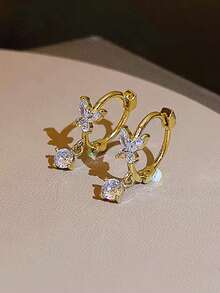 1 Pair S25 Pure Silver Women's Ins Style Luxury Butterfly Stud Earrings, Delicate And Exquisite For Daily Wear, Subtle And Not Exaggerated, Gentle And Minimalist, Suitable For Various Styles, Students And Office Workers - Butterfly - View 3