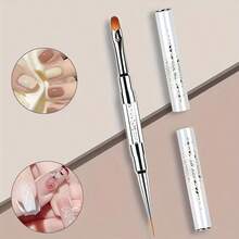 Dual-Tip Nail Art Brush With Round Tip For Gel Application - White - View 4
