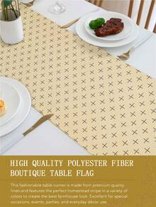 1pc Bohemian Style Minimalist Striped Table Runner, Microwave Dust Cover, Protective Cover, Rectangular Tablecloth, Washable, Suitable For Home Dinner, Coffee Table, Kitchen And Dining Room Decor, Table Decor Party And Scene Decoration, Home Decor, Outdoor Patio Table Runner Decor, Entryway Decor, Fireplace Cover - Multicolor - View 7