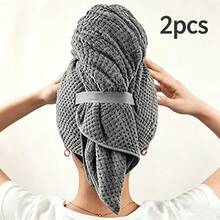 1pc Women's Coral Fleece Pineapple Texture Hair Drying Towel, Thick & Long Hair Wrap, Quick Dry Hair Turban With Elastic Band, Super Absorbent Hair Drying Towel - Multicolor - View 10