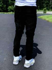 1pc YK2 Plus Size Men's Slim Fit Skinny Jeans Streetwear - Black - View 2