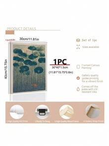 1件蓮花與錦鯉海報，日式植物藝術，日式青蛙撐傘海報，理想禮物，適合臥室、客廳、廚房、牆面藝術、牆面裝飾、家居裝飾、房間裝飾、帆布牆面藝術、海報、帶框牆面藝術，可選框 - 1PCS - 查看 7
