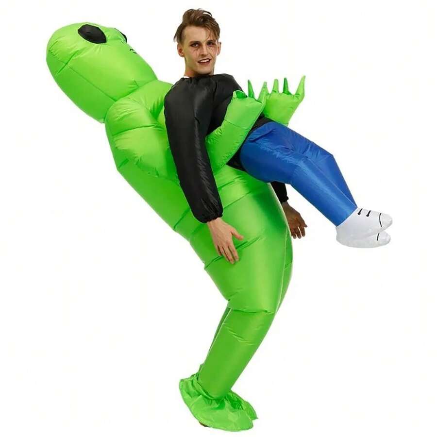 Inflatable Alien Costume For Women Man Adult Cosplay Party Inflatable Full Body Costume Blow Up Funny Costumes Halloween Christmas Carnival Party - Green - View 1