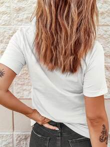 Playera Plus-Size con Estampado de 'Patrón de Sonrisa', Diseño Divertido en Manga Corta - Blanco - Ver 4