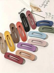 3 piezas Elegantes pinzas para el cabello grandes mate, dientes de polímero antideslizantes, diseño rectangular, seguras y estables - Multicolor - Ver 1