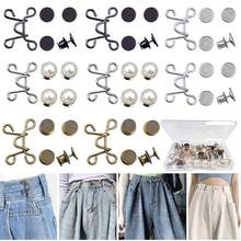 2/4/6/8Sets Nail-Free Metal Jeans Button Snaps Detachable Pants Clips Buttons Pins DIY Waist Tightener Clothing Buckles Sewing Tools - Multicolor - View 26