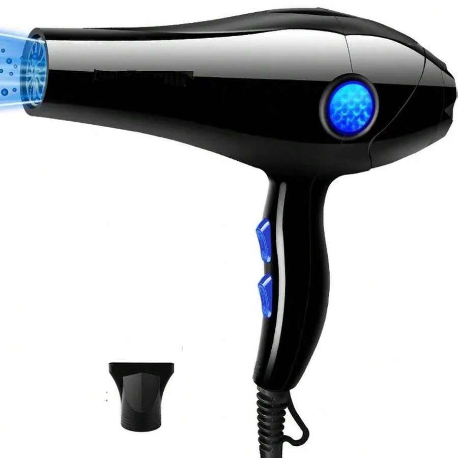 Secador de Pelo Portátil de Viaje de 1000W de Alta Potencia que No Daña el Cabello - Negro - Ver 1