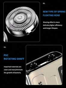 Outdoor Camping New MINI Digital Display Electric Shaver Floating Razor Triple Ring Blade Magnetic Dual Head Portable Beard Trimmer - A - View 7