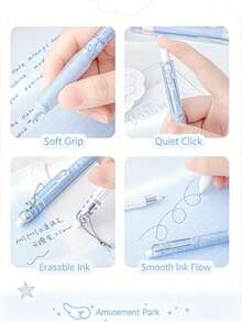 1/4pcs Angel Retractable Neutral Gel Pens, 0.5mm Low Center Of Gravity Smooth Writing Pens, Suitable For Students, Teachers, Office Staff And Business Use, Random Color, Back To School - Multiple Styles - View 2
