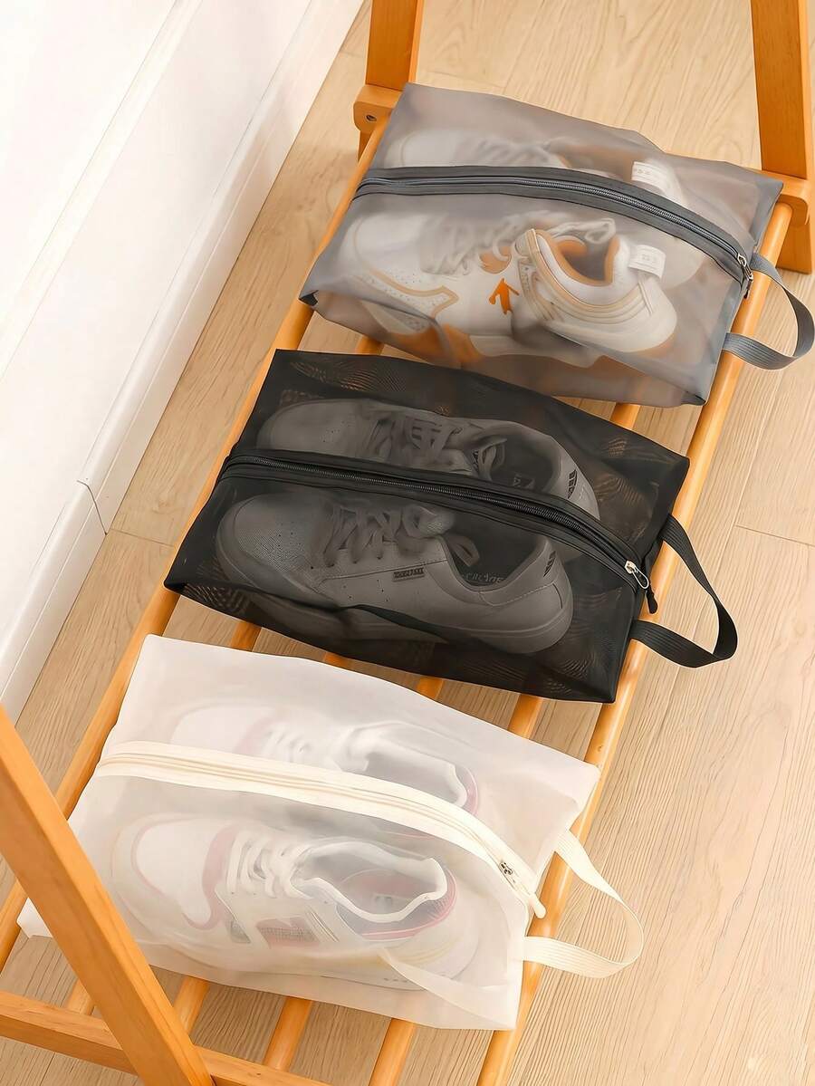 1pc Foldable Breathable Mesh Shoe Bag Transparent Design Durable Polyester Large Capacity Shoe Organizer For Gym Travel Beach Storage Cosmetics Toiletries Portable Waterproof Pouch Multi-Purpose Organizer Lightweight Compact Design - Multicolor - View 1