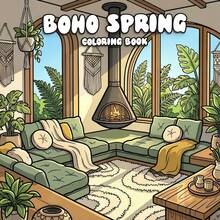 Bohemian Style Coloring Book Filled With Exquisite Interior Scenes, Plants, Woven Textures And Relaxing Bohemian Spaces, Single-Sided Printing, 24 Pages, Children's Coloring Book, Perfect Birthday Gift - Spring Coloring Book - View 7