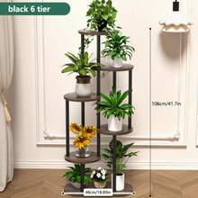 6 Tier Indoor Plant Stand, Multi-Pot Display Rack For Home Plants - Black and Brown - View 6