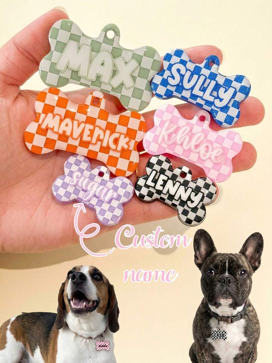 Custom Dog Tag, Custom Cat Tag, Design Your Own Dog Tag, Custom Pet Id Tag, Puppy Gift, Personalized Pet Tag, Custom Cog Tag, Glitter Dog Tag - Multicolor - View 1