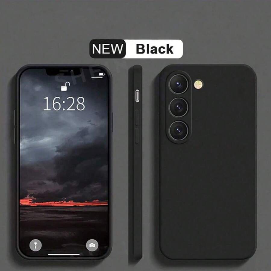 1pc Black Phone Case Compatible With Samsung Galaxy/Honor And Other Models, Waterproof, Shockproof, Anti-Scratch, TPU Phone Case - Black - View 1