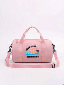 "Just Keep Swimming" Large Capacity Vacation Travel Tote Bag, Unisex Storage Bag Luggage Bag, Dry And Wet Separation Lightweight, Adjustable Crossbody Strap, Durable Fabric, Swimming, Fitness, Dance, Commuting, Outdoor Sports Small Gym Bag, Casual Street Style Minimalist Design, Birthday, Teacher's Day, Thank You Teacher, Back To School Season Gift,Back To School - View 14