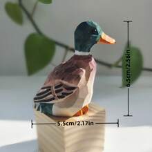 1/2pcs Exquisite Hand Carved Green Headed Duck Wood Carvings, Hand Painted Artworks, Animal Statue Ornaments, Lifelike Wooden Duck Statues, Home Decorations, Holiday Gifts, Unique Christmas Gifts, Suitable For Bird Enthusiasts - Multicolor - View 7