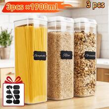 3/4/5/6/7pcs Plastic Food Storage Box Crimp Cover, Food Storage Container With Lid, Cereal, Leak Proof, , Organization And Storage, For Grain, Nuts, Snack, Cookie, Fruit And Sugar, For Kitchen, Storage Organization, Gifts - 3pcs * (Container and Lids) - View 8