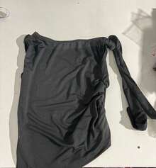 Elegant Suplex T-Shirt Top With Asymmetrical Shoulders And Straps, Ideal For Daily Use, Outings, Nightclubs, Parties, Halloween Costumes - 黑色 - 查看 11