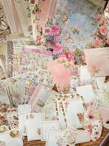 1 Set Lightweight Paper, 100 Sheets Per Bag, Country Post Office Theme, Vintage Style, Glue-Free, Memo Paper Material, DIY Scrapbook Decoration, Suitable For Writing Notes And Greeting Cards - Multicolor - View 7
