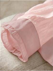 Blusas de poliéster de unicolor con botones para el hogar, vacaciones, uso diario, noche, citas, primavera y otoño - Rosa Pálido - Ver 5