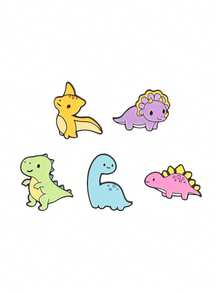 5pcs Cute Q-Version Little Dinosaur Enamel Brooches, Multiple Colors And Types Dinosaur Badges, Fashion Clothing Backpack Accessories, Best Gift For Friends - Multicolor - View 10