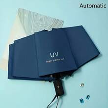 Automatic Open/Close Folding Umbrella, Reinforced Windproof Design, Black Coating UV Protection, Portable Business Travel Umbrella - Semi-automatic - View 12