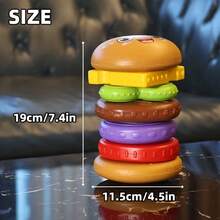 7-Layer Stackable Hamburger Shape Stacking Toy, Baby Early Learning Rotating Tower, Fun Color Recognition Toy, Early Education Hand-Eye Coordination And Rotating Puzzle Stacking Game, Perfect Birthday, Christmas Or Halloween Gift For Boys And Girls, Random Color - 彩色 - 查看 6