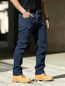 Waterproof Tactical Trousers With 10 Pockets, Deep Double Pockets And Small Front Pockets - Blue - View 3
