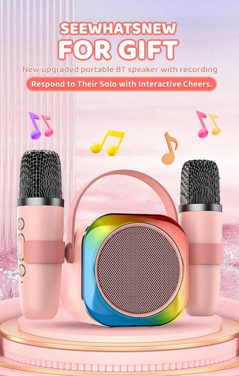 Reletech Sistem Suara Karaoke Nirkabel dengan 2 Mikrofon, Lampu LED RGB, dan Fungsi Perekaman, Mesin Karaoke Portabel untuk Pesta dan Acara Kumpul-kumpul - View 1