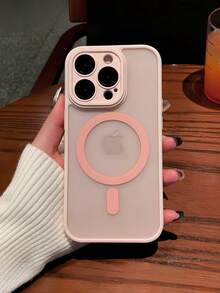Magnetic Wireless Charging Protective Case, Frosted Translucent Shell, Shockproof Protective Case, Compatible With Apple 16 Pro Max/15/14/13/12/11 - Rosa - Ver 5