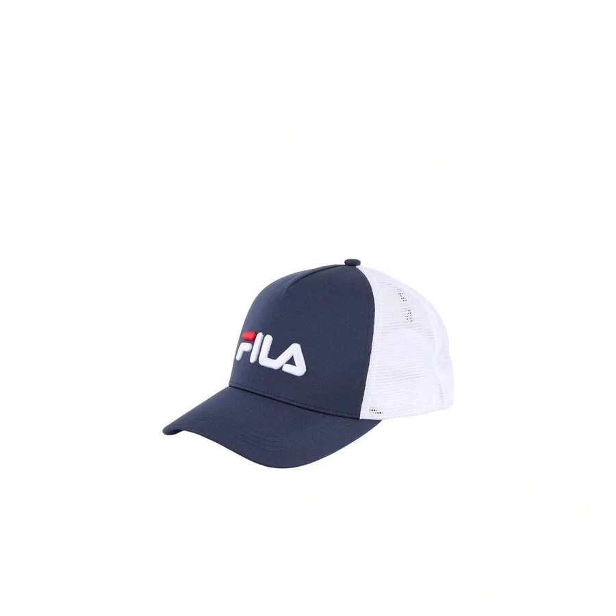 FILA Unisex Adjustable Snapback Trucker Cap, Bargana Trucker Cap, 100% Polyester With Breathable Mesh Panels, Embroidered Logo, Navy Blue And White - Blue - View 1