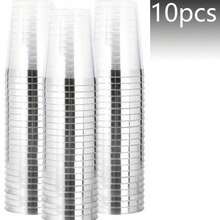 10pcs/20pcs/25pcs/30pcs/40pcs/High-End Silver Rim Transparent Aviation Cups, Water Cups, Juice Cups, Reusable And Washable, Suitable For Parties, Weddings, Picnics And Various Occasions. - Clear - View 14