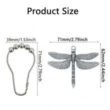 12 chiếc móc treo rèm phòng tắm hình chuồn chuồn, vòng treo rèm chống rỉ, chủ đề côn trùng mùa xuân, kim loại, chống nước, bi lăn dễ lắp đặt, trang trí phòng tắm chủ đề rừng tự nhiên vườn quê trang trại - Nhiều màu - Xem 3